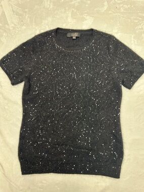 Alex Marie 100% Cashmere Sequin Short Sleeve Sweater Size M